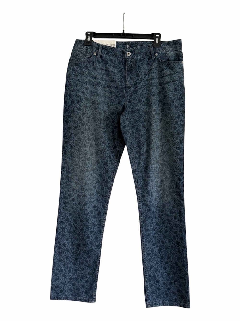 J. Jill Women's Blue Patterned Straight Leg Jeans